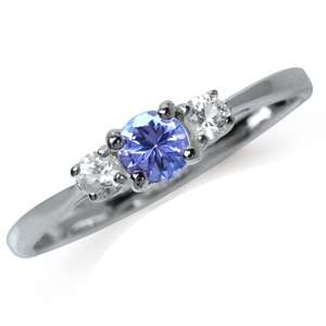 GENUINE TANZANITE!!! 0.40ct Tanzanite and White Sapphire Engagement Ring. Size 4 / I / 15mm