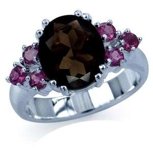 [R6962.88] ACJ - Designer 4.88ct Smokey Quartz and Rhodolite-Garnet Ring. Size 6.5 / N