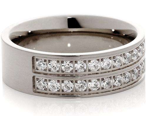 BRAND NEW Dbl Row Channel CZ Comfort fit 316L SS Ring - Size 10 / U