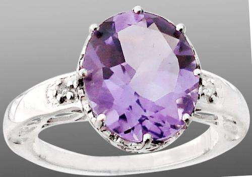 [R6200.00] Genuine 5.64ct Amethyst and Diamonds 925 Sterling Silver Ring. Size 9 / S
