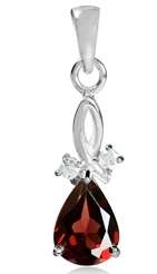 ACJ - Genuine 1.06ct Genuine Garnet and Topaz 925 Sterling Silver Pendant