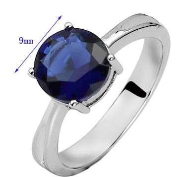 ACJ - Solitaire Cr. Blue Sapphire 14kt Gold-filled Dress Ring - Size 7 / O