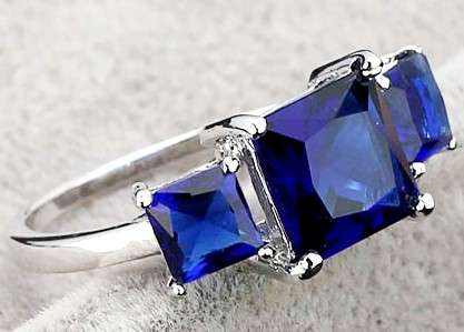 ACJ - Princess Cr. Blue Sapphire 14kt Gold-filled Dress Ring - Size 8 / Q