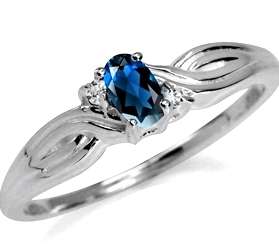GENUINE GEMSTONES!!! 0.31ct London Blue and White Topaz 925 Ring. Size 5 / K