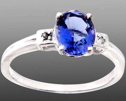 CrAZy StArT! - 2.310cts Genuine Iolite and Diamonds 925 Sterling Silver Designer Ring