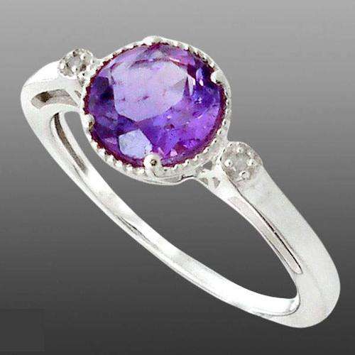 WOW!! 1.830cts Genuine Amethyst and Diamonds 925 Sterling Silver Ring
