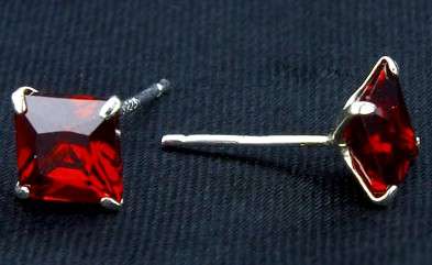 Authentic 925 sterling silver studs earrings with 1.96ct RED CZ