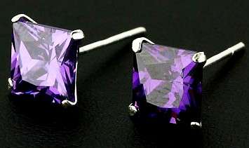 Authentic 925 sterling silver studs earrings with 1.96ct PURPLE CZ