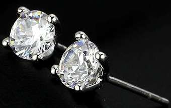 Authentic 925 sterling silver studs earrings with 0.46ct WHITE CZ