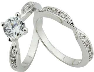 SIM DIAMOND ENGAGEMENT and WEDDING RING SET - Size 6 / M