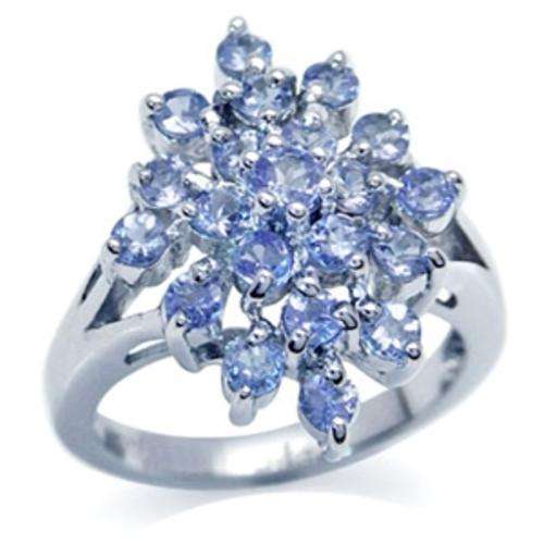 [R16889.10] 100% REAL 1.90ct Genuine Tanzanite Designer Cluster Ring. Size 9 / S