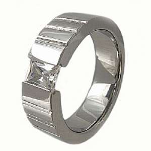 BRAND NEW - ACJ Flush Solitaire CZ 316L SS Ring - Size 13 / Z+1