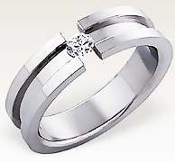 SOLID 316L Stainless Steel Tension CZ Wedding Ring - Size 10.5 / V
