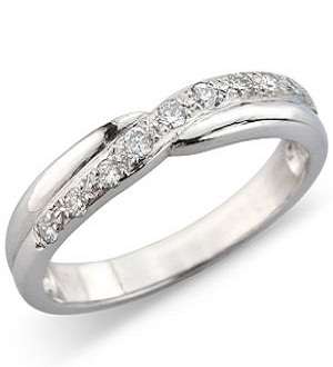 0.55ct CZ Crossover Wedding Band 925 Sterling Silver Ring. Size 6 / M