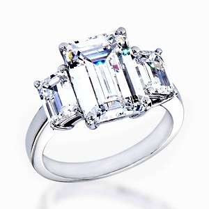 Sensational Cr. Diamond 3-Stone Rhodium Polished Ring - Size 7 / O