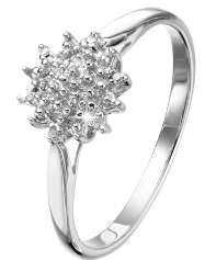 Flower Cluster 0.95ct Cr. Diamond 925 Sterling Silver Ring. Size 8 / Q