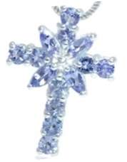 Exquisite Beauty 1.10ct Genuine Tanzanite Designer Cross Pendant