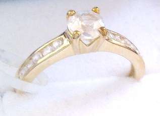 Solid 10K Yellow Gold Engagement Ring with 0.70ct Cr. Diamonds. Size 5/K/16mm