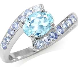 [R5460.66] Natural 2.090ct Sky Blue Topaz and Tanzanites Ring. Size 10 / U / 20mm