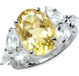 DESIGNER DREAMS! 8.70ct Natural Citrine and White Topaz Ring. Size 7.5 / P / 17.5mm