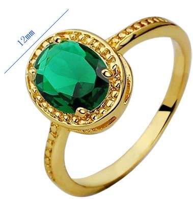 Beautiful 2.050ct Emerald Crystal 18krgp Cocktail Ring. Size 6 / M / 16.3mm