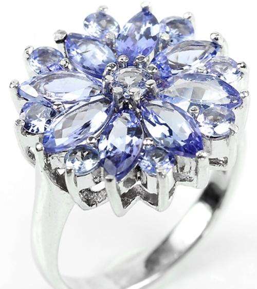 DESIGNER DREAMS! 2.40ct Natural Violet Tanzanite Cluster Ring. Size 6.75 / O