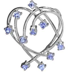 0.40ct Natural Violet Tanzanite 925 Sterling Silver Heart Pendant