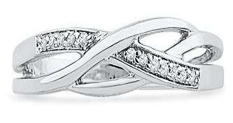Crossover 925 Sterling Silver Simulated Diamond Ring. Size 7 / O / 17.3mm