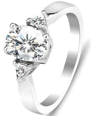 Graceful 925 Sterling Silver Simulated Diamond Ring. Size 7 / O / 17.3mm