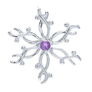 Natural Amethyst 925 Sterling Silver Snowflake Pendant