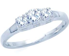 Elegant Sim Diamond 3-Stone Trilogy Engagement Ring. Size 4 / I