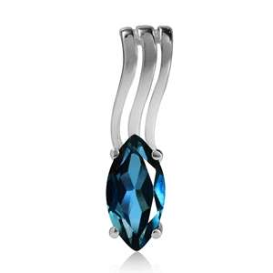 *REDUCED* Natural London Blue Topaz 925 Sterling Silver Solitaire Pendant