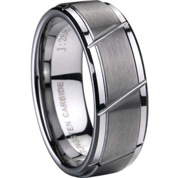 Gentlemans 8MM Tungsten Carbide Wedding Band. Size 15 / Z+5
