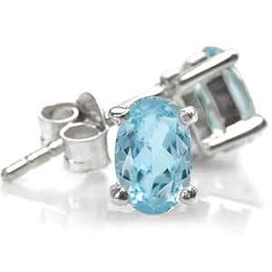 100% REAL 1.00ctw Genuine Blue Topaz 925 SOLID Sterling Silver Stud Earrings