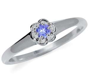 Natural Tanzanite 925 Sterling Silver Flower Solitaire Ring. Size 10 / U