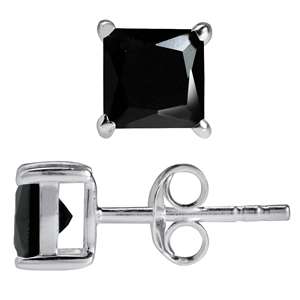 33% off SALE!!! 1.42ct Jet Black Cubics 925 SOLID Sterling Silver Stud Earrings