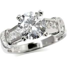 3.63ct White Cubics 925 SOLID Sterling Silver Engagement Ring. Size 8 / Q / 18mm