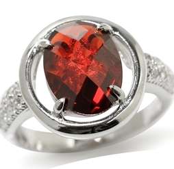 12x9mm Checkerboard 4.45ct Garnet Red CZ 925 SOLID Sterling Silver Ring. Size 8 / Q / 18mm