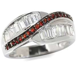 1.87ct Garnet Red and White Cubics 925 SOLID Sterling Silver Ring. Size 6 / M / 16.3mm