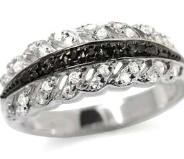 0.185ct Jet Black and White Cubics 925 SOLID Sterling Silver Ring. Size 5.5 / L / 16.1mm