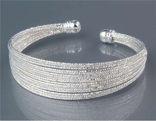 ASHA CRAFT - 925 Silver Wire Cuff Bangle - 13mm wide