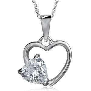 1.45ct 925 Sterling Silver Classic Heart Pendant PLUS Chain - GUARANTEED REAL SILVER!