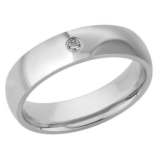 45% off SALE!!! Satin Stainless Steel Solitaire CZ Engagement Ring - Size 7 / O