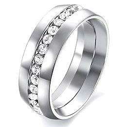 7mm wide Authentic Solid Stainless Steel Full Eternity CZ Ring - Size 6 / M