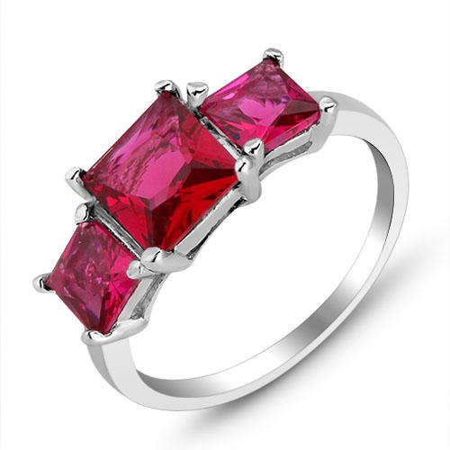 BRAND NEW 3.38ct Cr. Pink Ruby Trilogy Ring. Size 7 / O / 17.3mm