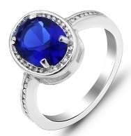 BRAND NEW 1.21ct Cr. Sapphire Solitaire Halo Ring. Size 6 / M / 16.3mm