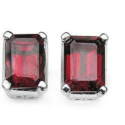 Exclusive 2.40 CT Garnet 0.925 Sterling Silver W/ Platinum Earrings