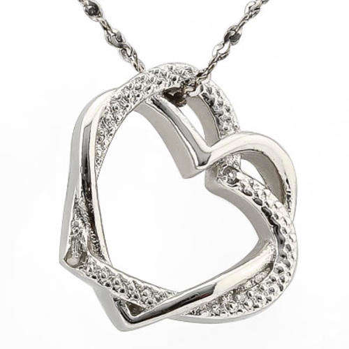 CLASSIC 0.02ct GENUINE DIAMOND 925 STERLING SILVER HEART PENDANT