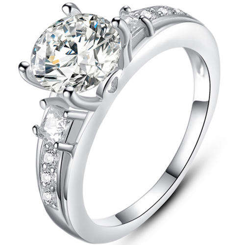 Sensational 2.42 Carat Cr. Diamond Solitaire with Accents Engagement Ring