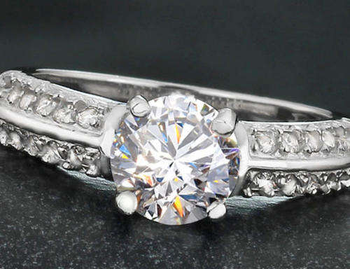 Great 0.57 Carat Amethyst & Genuine Diamond 24K Gold Plated Silver Ring